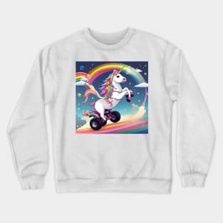 Unicorn riding 3 wheeler Crewneck Sweatshirt